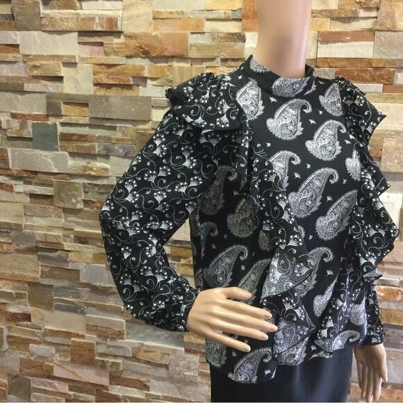 TED BAKER Paisley Frill ruffle High neck Blouse - Picture 4 of 10